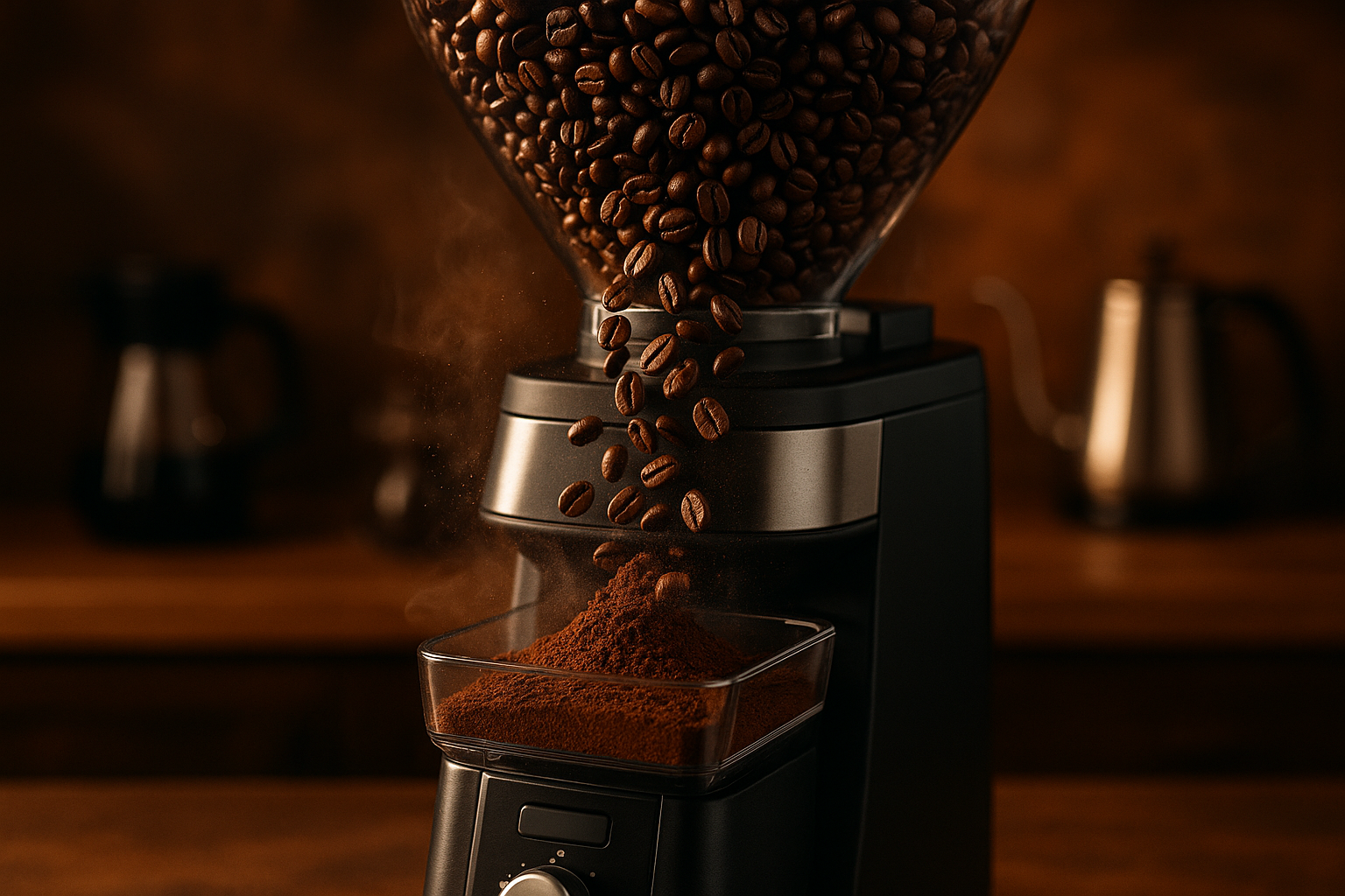 1kg beans being grinded for coffee